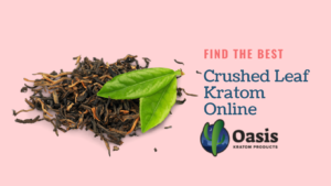 picture of crushed kratom leaves in pink background